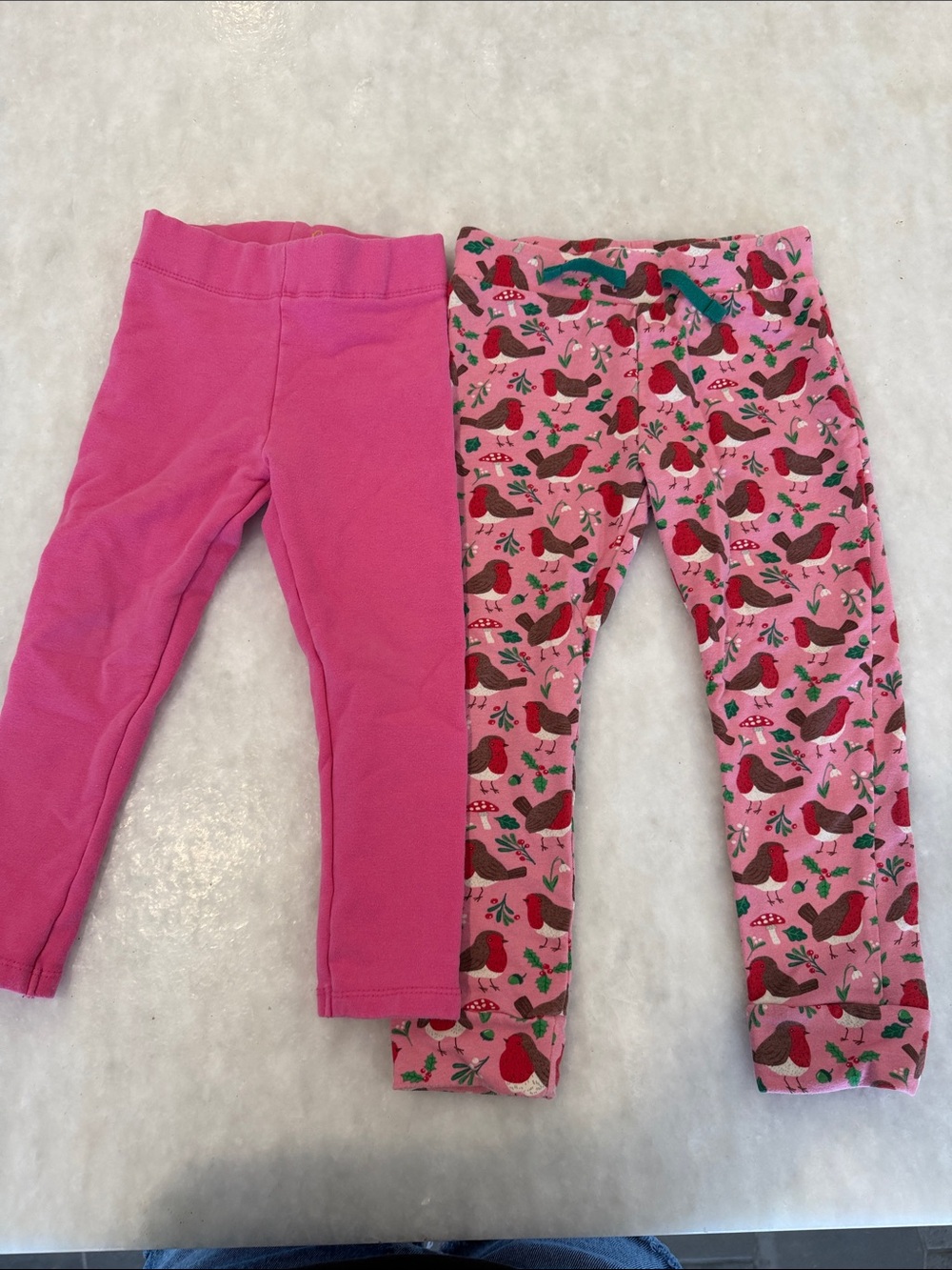 Boden Girls Pink 2-Pack Leggings with Bird Print